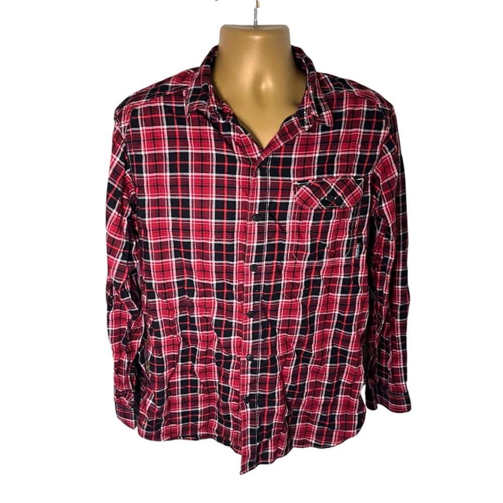Columbia Men’s Omni-Wick Plaid Flannel Button Down Red Black White M
